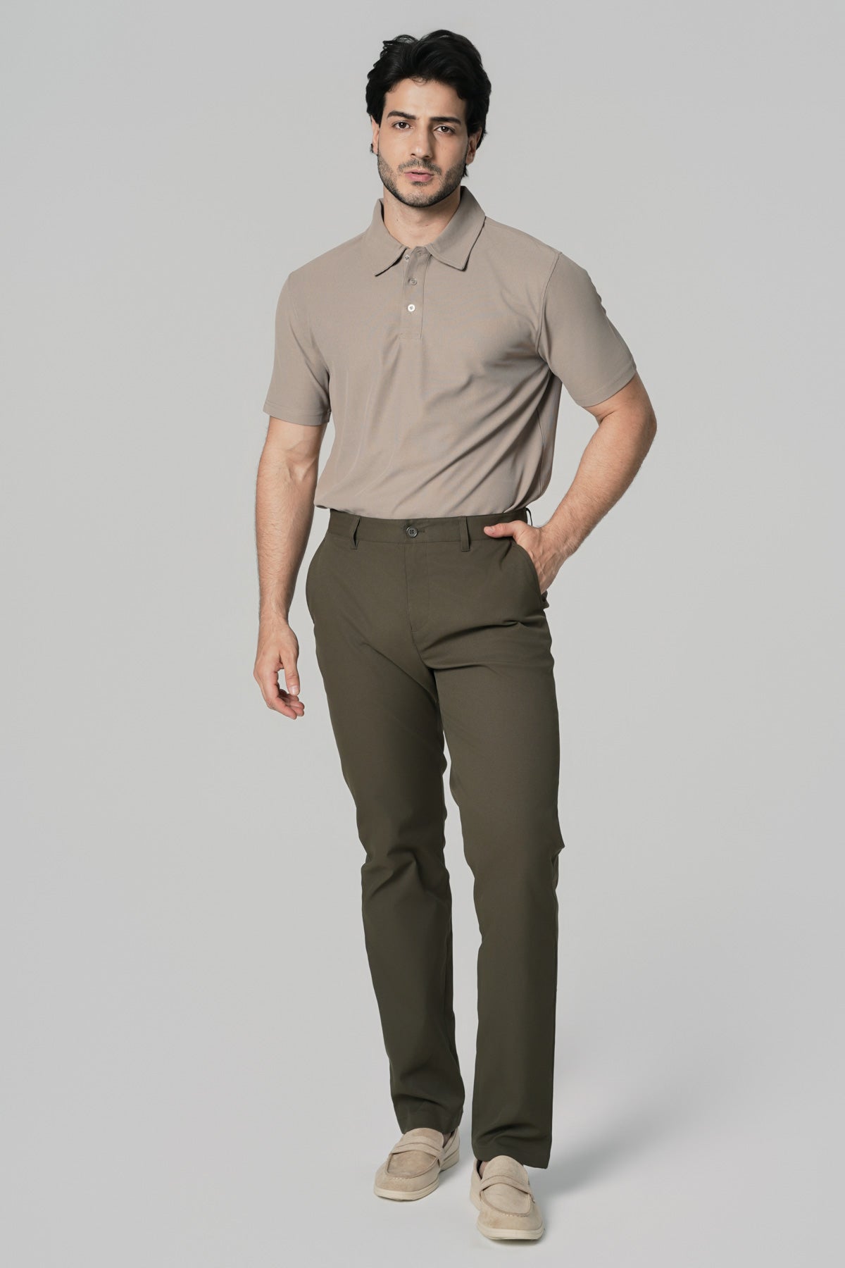 Pantalón Hombre Calce Recto Verde Olivo