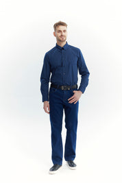 Camisa Hombre Regular Azul Marino