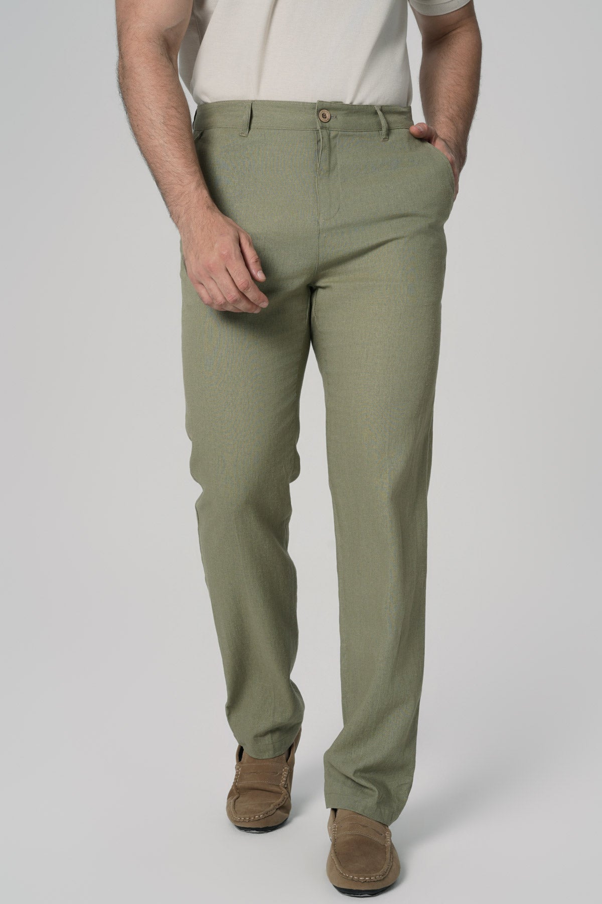 Pantalón Calce Recto Hombre Verde