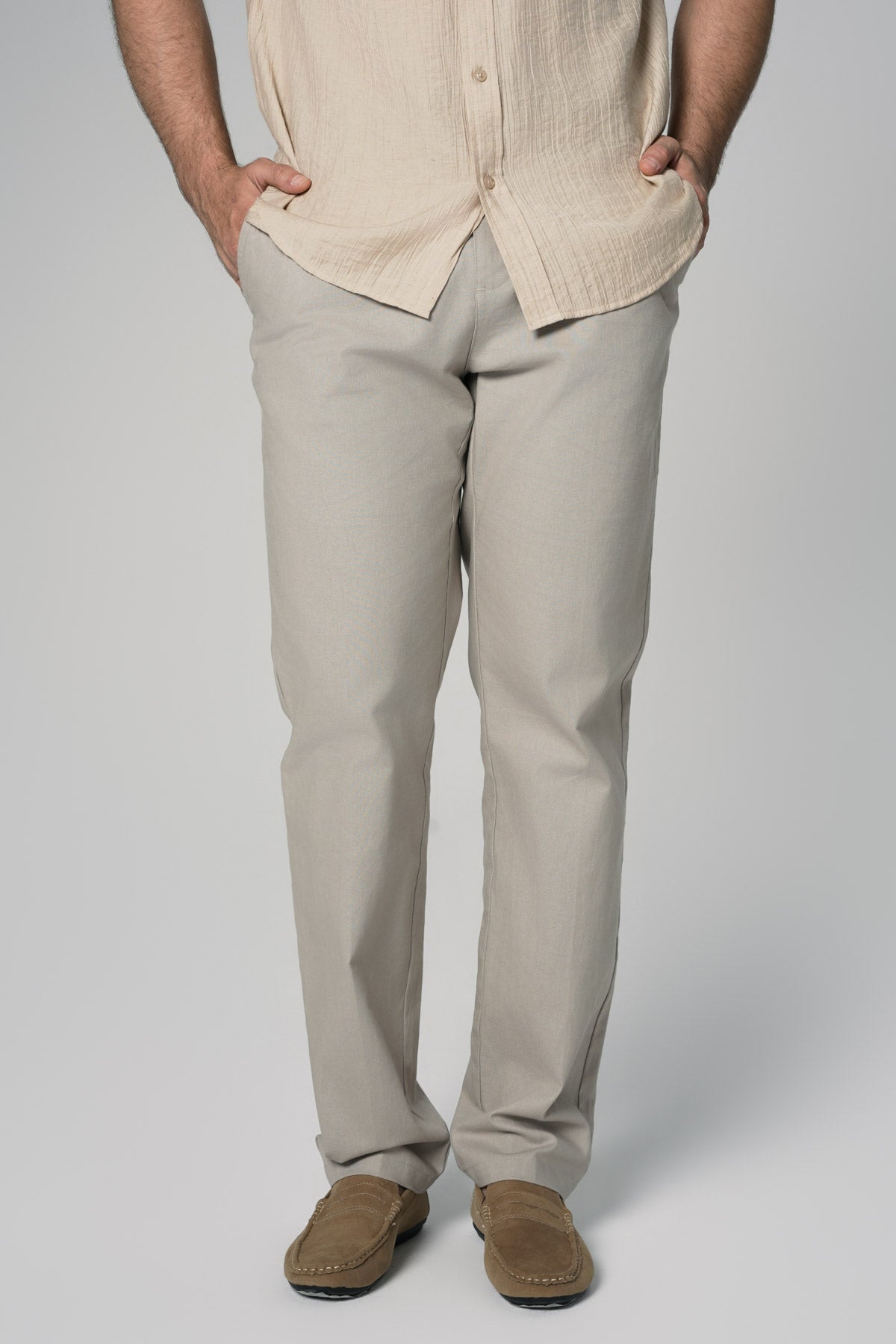 Pantalón Calce Recto Hombre Beige Oscuro