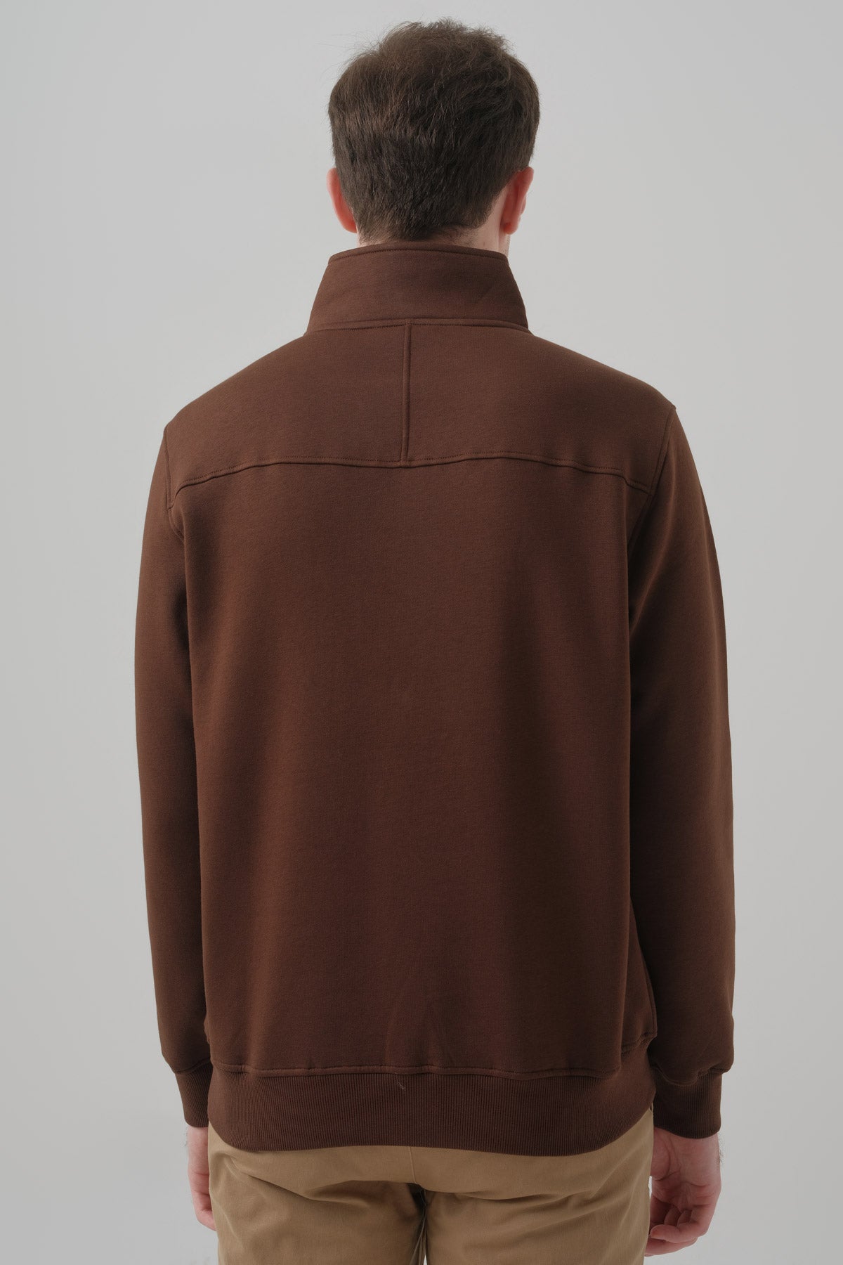 Polerón Hombre Regular Half Zipper Café