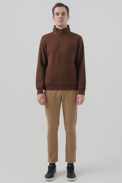 Polerón Hombre Regular Half Zipper Café
