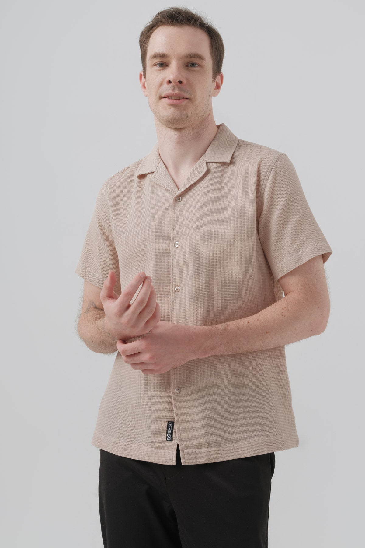 Camisa Hombre Regular Beige Oscuro