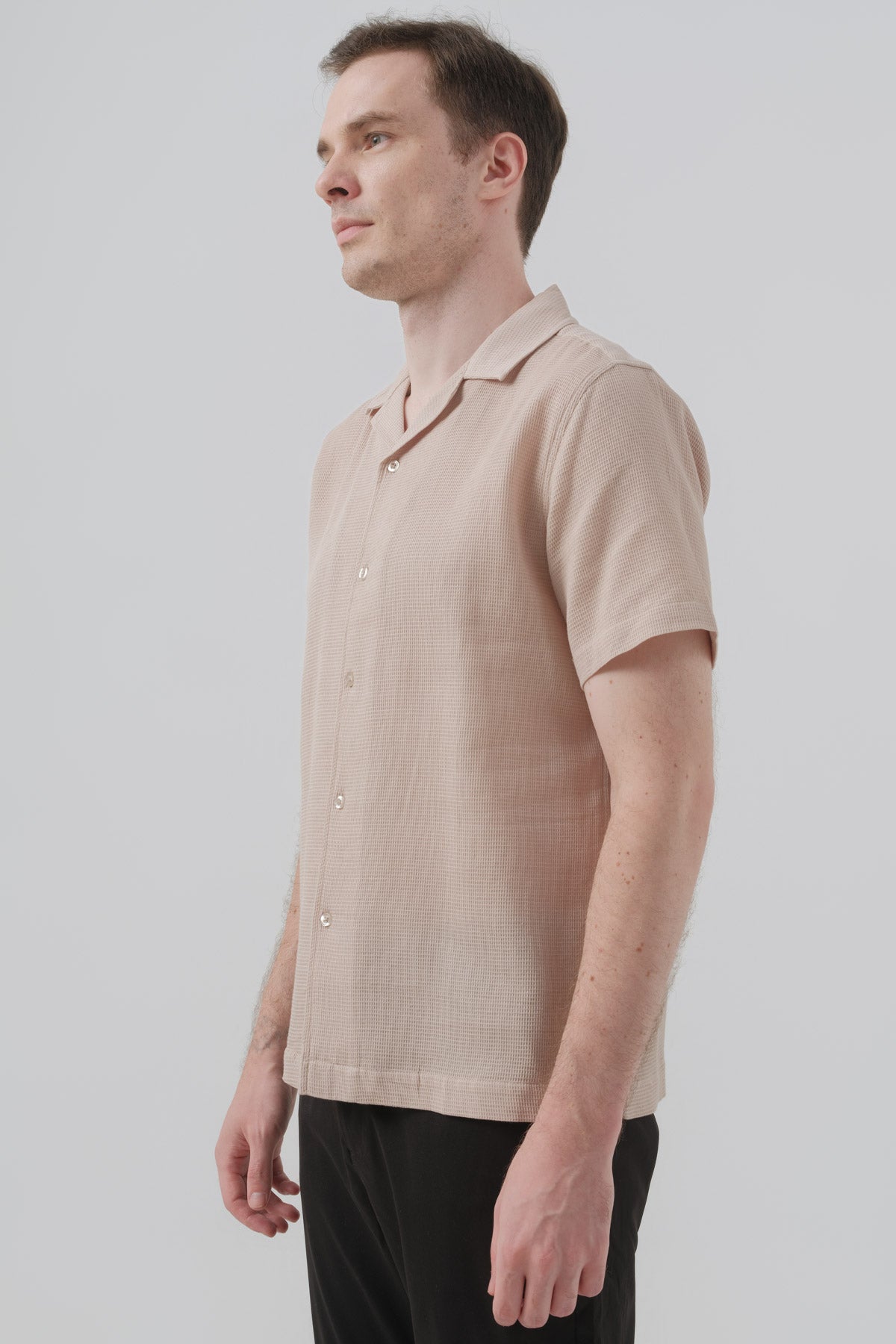 Camisa Hombre Regular Beige Oscuro