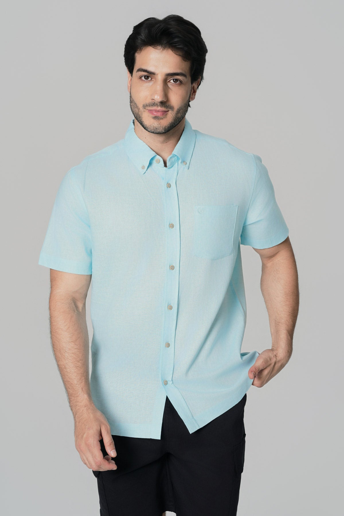 Camisa Regular Hombre Celeste