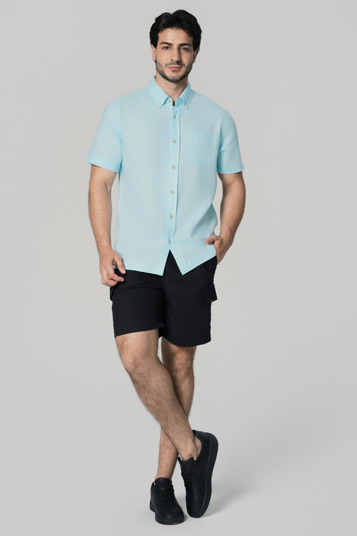Camisa Regular Hombre Celeste