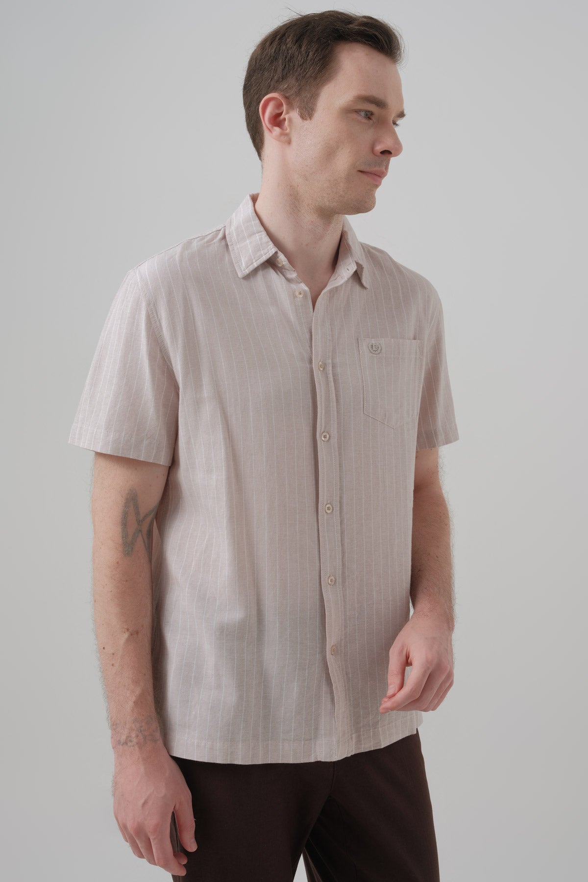 Camisa Regular Hombre Beige
