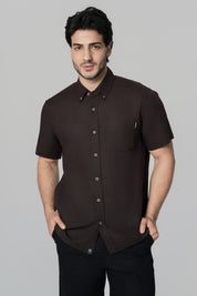 Camisa Regular Hombre Café