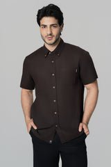 Camisa Regular Hombre Café