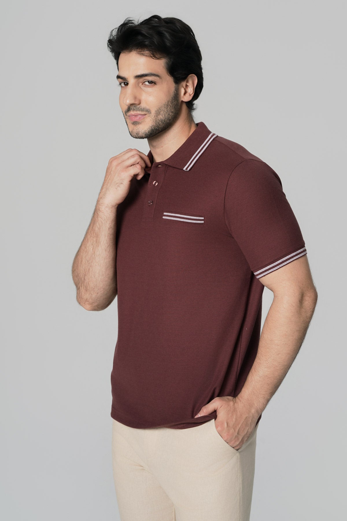 Polera Regular Hombre Café