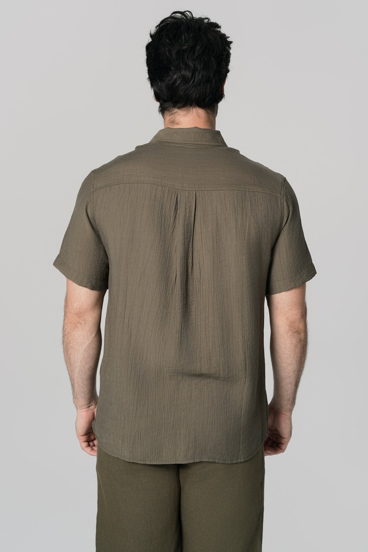 Camisa Regular Hombre Verde Oscuro