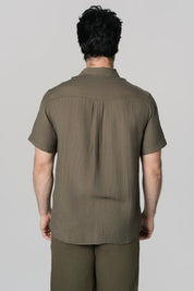 Camisa Regular Hombre Verde Oscuro
