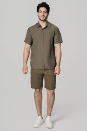 Camisa Regular Hombre Verde Oscuro