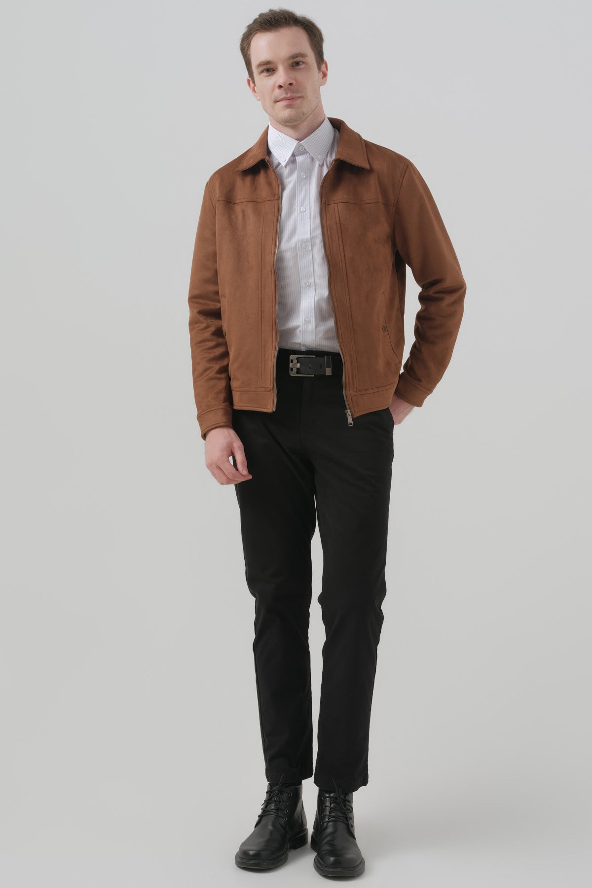 Chaqueta Regular Hombre Café