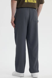 Pantalón hombre recto color marengo sin estampa con cintura elástica y cordón ajuste para estilo casual y cómodo