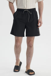 Short de Baño Hombre Liso Negro
