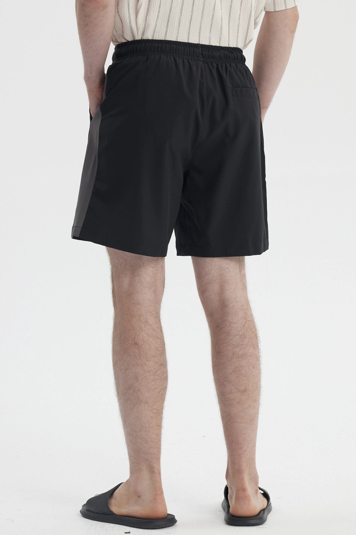 Short de Baño Hombre Liso Negro