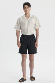 Short de Baño Hombre Liso Negro