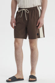 Short de Baño Hombre Liso Chocolate