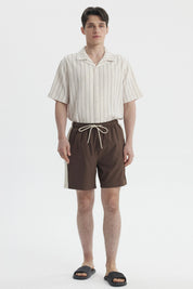 Short de Baño Hombre Liso Chocolate