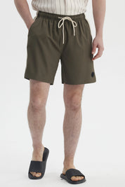 Short de Baño Hombre Liso Verde Militar