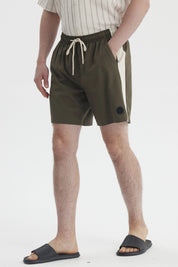 Short de Baño Hombre Liso Verde Militar