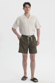 Short de Baño Hombre Liso Verde Militar