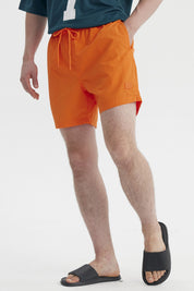 Short de Baño Hombre Liso Naranjo