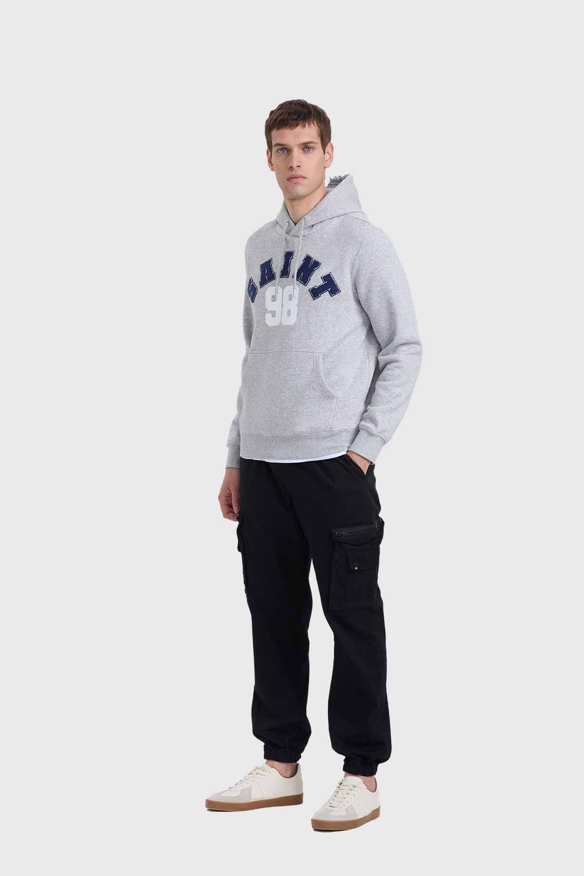 Polerón Hombre Hoodie Print Gris Melange