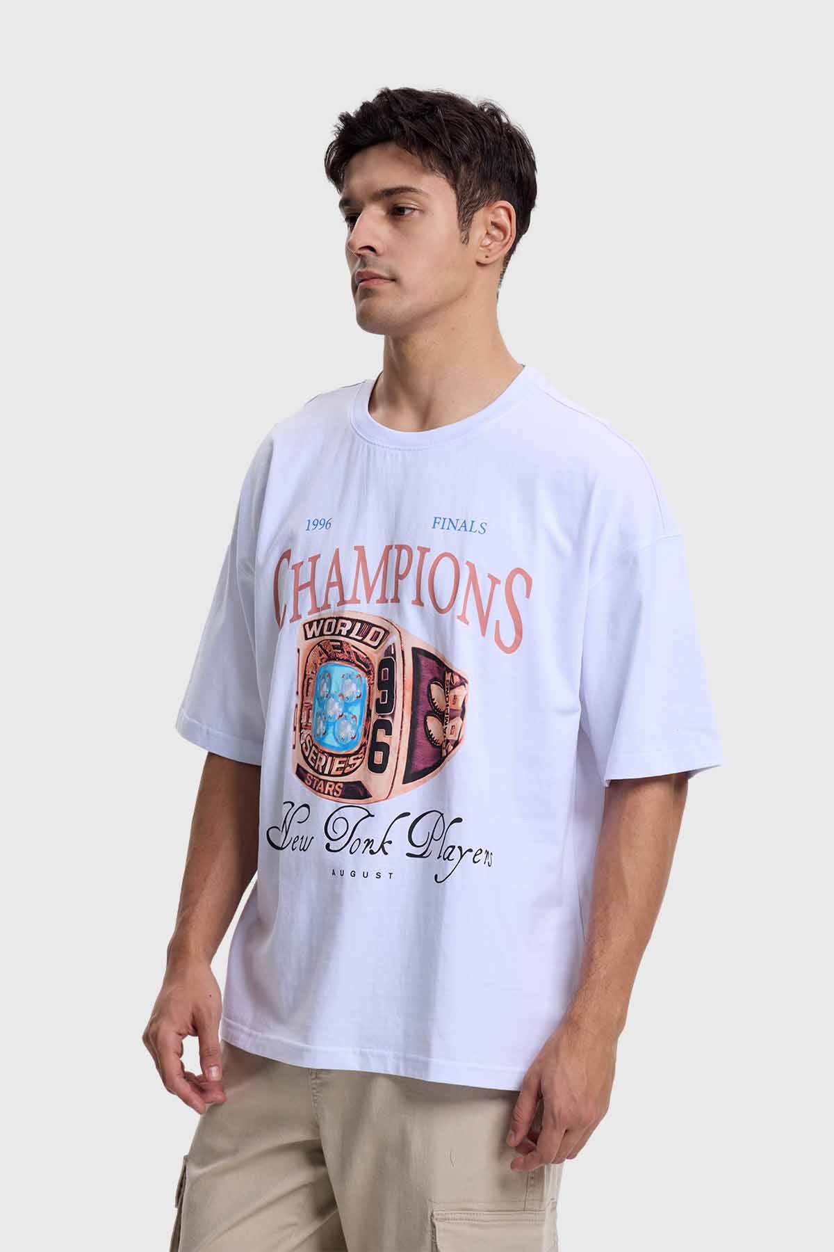 Polera Hombre Print Basketball Blanco
