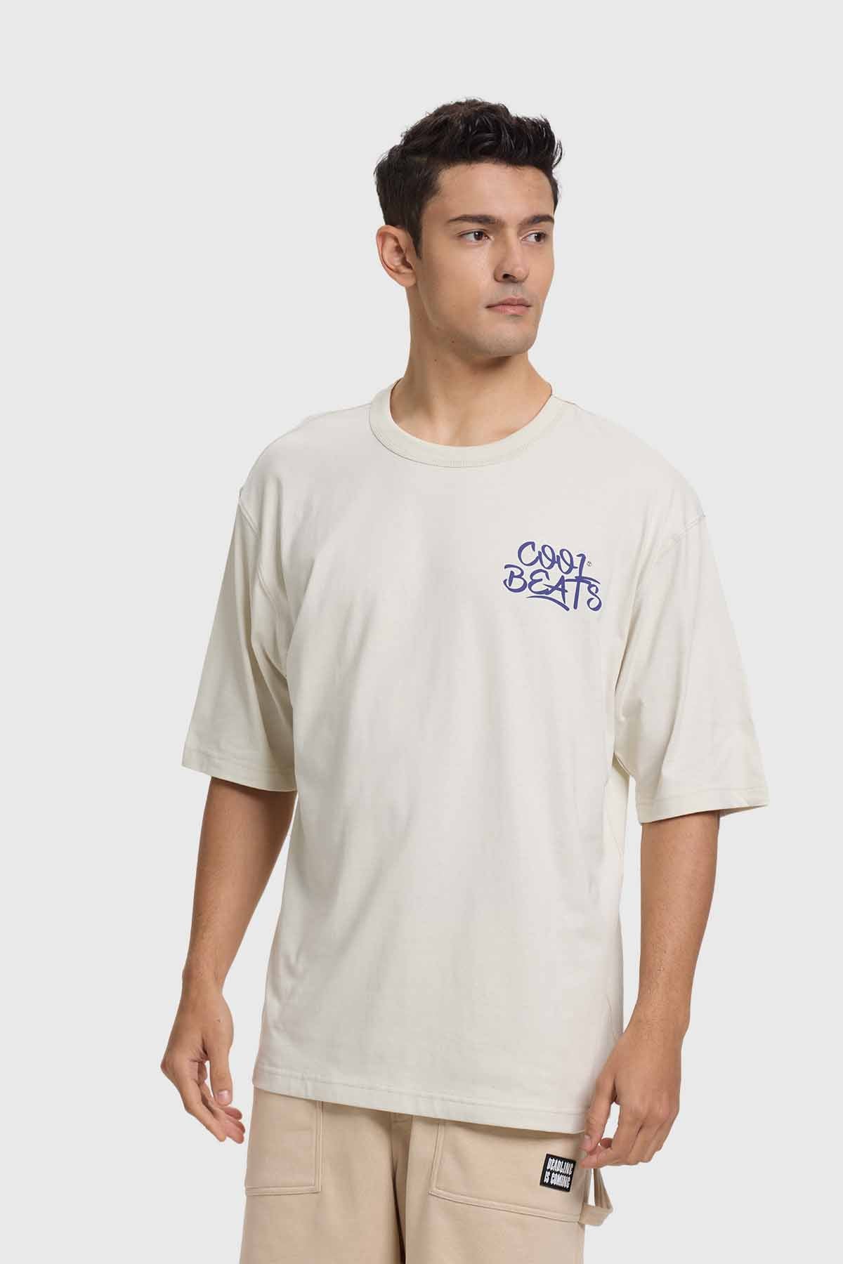 Polera Hombre Doble Print Beige