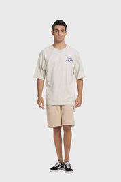 Polera Hombre Doble Print Beige