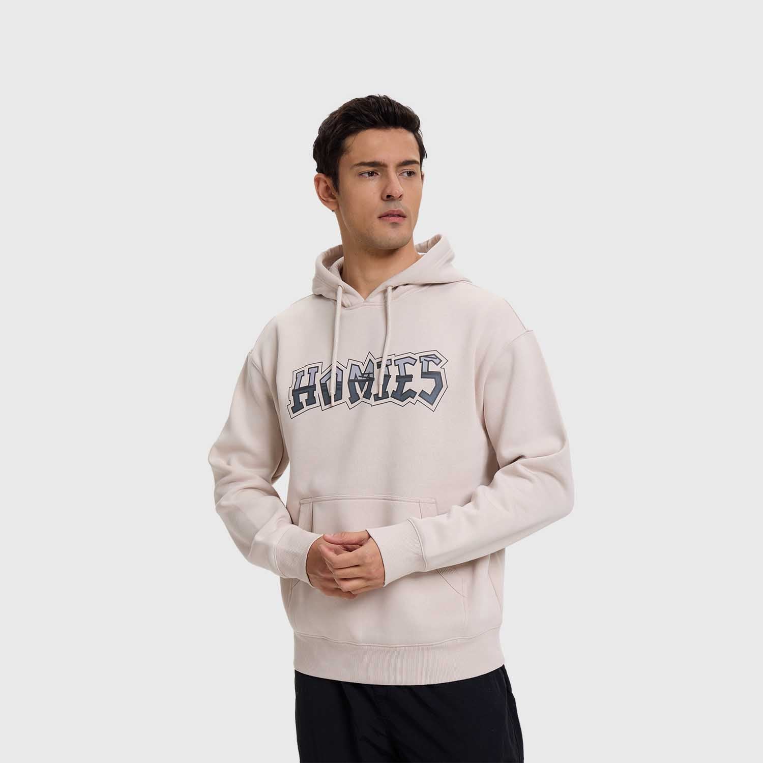 Polerón Hombre Hoodie Print Beige