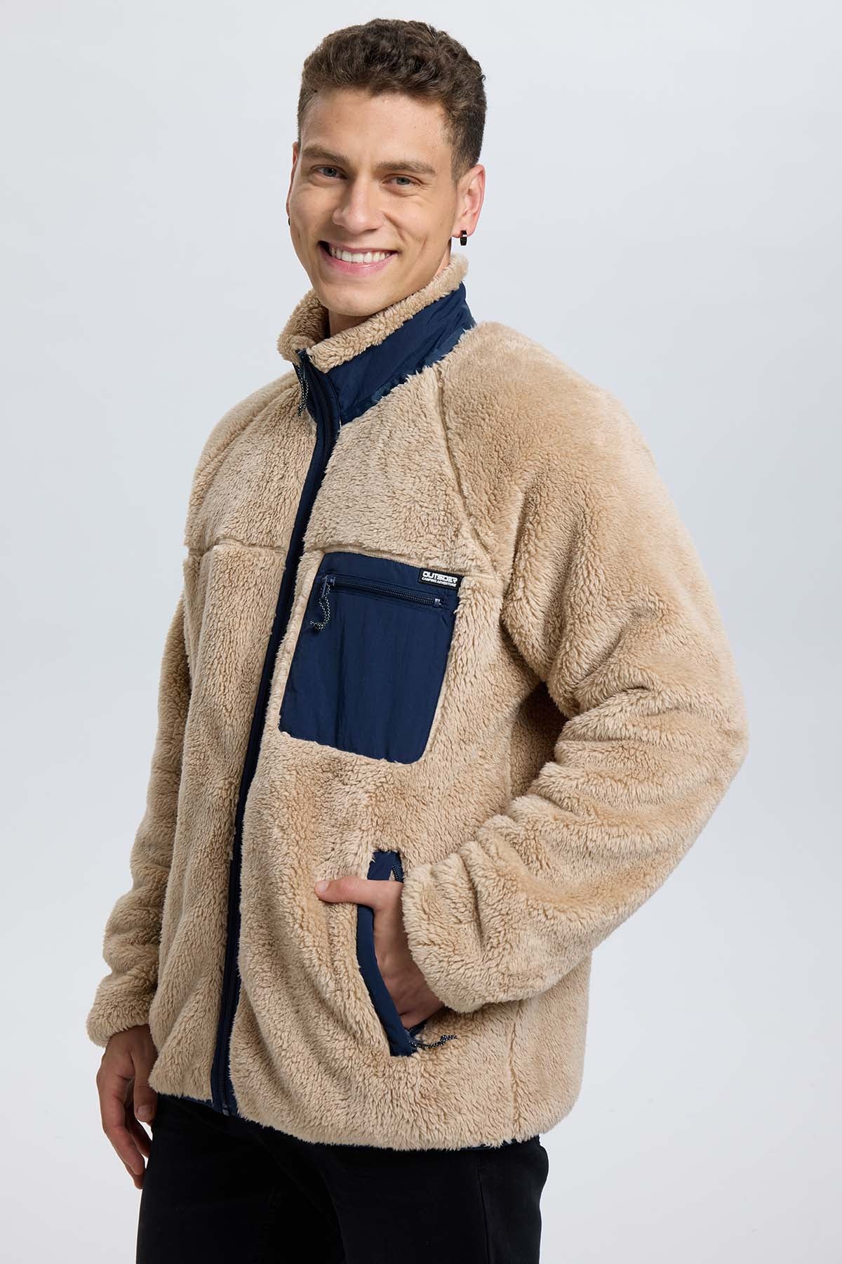 Polar Hombre Peludo Aplicación Taslán Beige