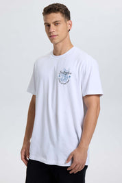 Polera Hombre Doble Print Blanco