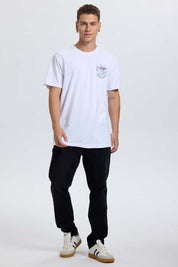 Polera Hombre Doble Print Blanco
