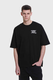 Polera Hombre Doble Print Negro