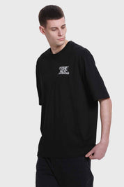 Polera Hombre Doble Print Negro