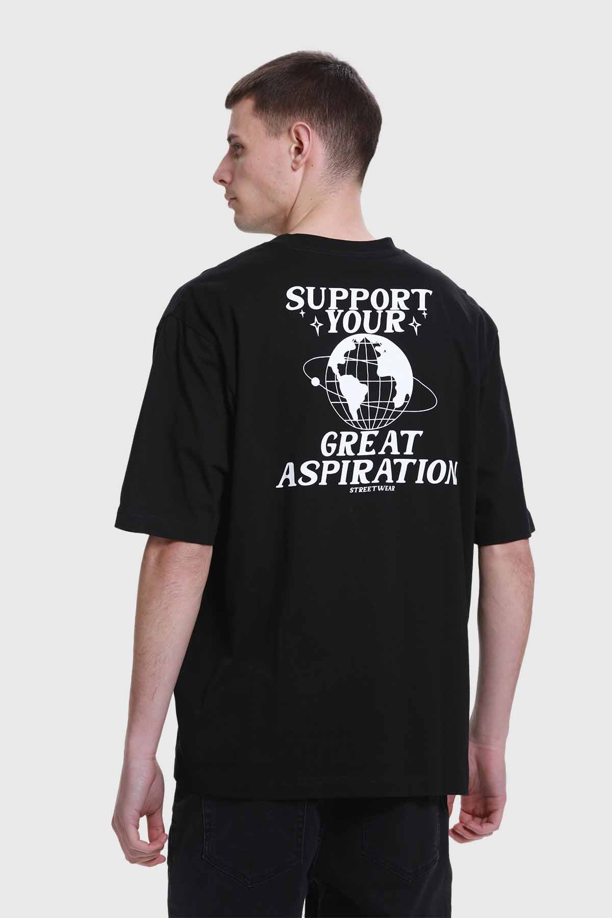 Polera Hombre Doble Print Negro