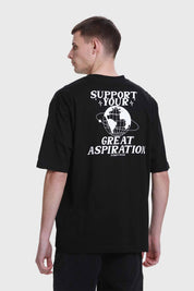 Polera Hombre Doble Print Negro