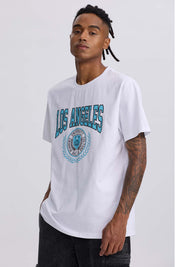 Polera Hombre Print College Blanco