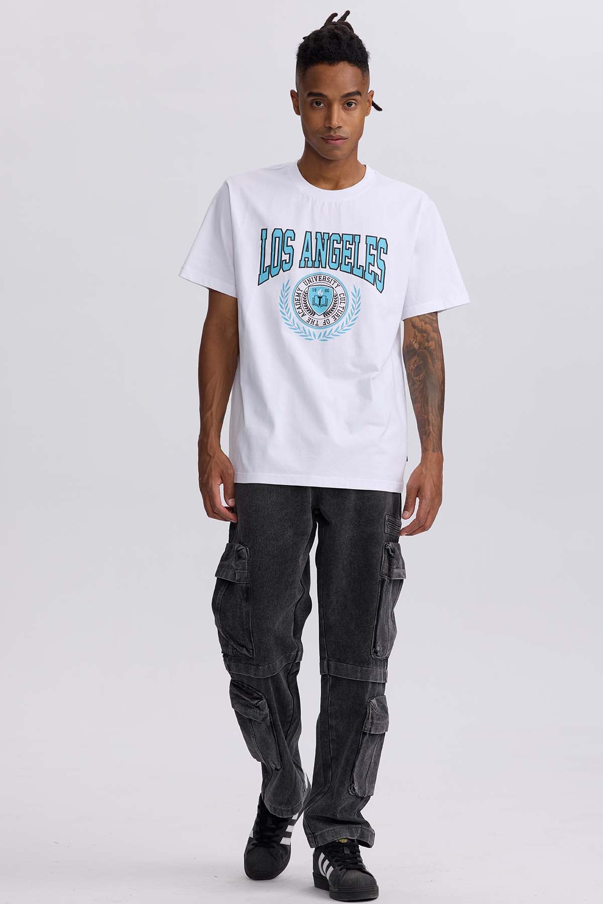 Polera Hombre Print College Blanco