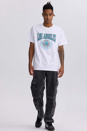 Polera Hombre Print College Blanco