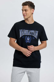 Polera Hombre Print College Negro