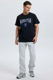 Polera Hombre Print College Negro