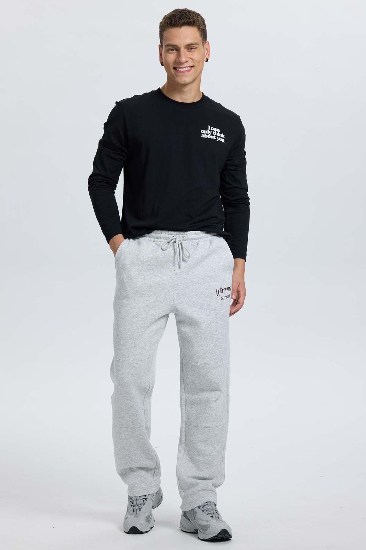 Pantalón Buzo Hombre Baggy Gris
