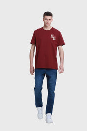 Polera Hombre Aplicación Burdeo