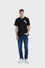 Polera Hombre Aplicación Negro