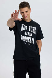 Polera Hombre College Print Cent Negro