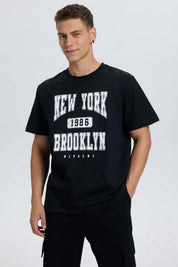 Polera Hombre College Print Cent Negro